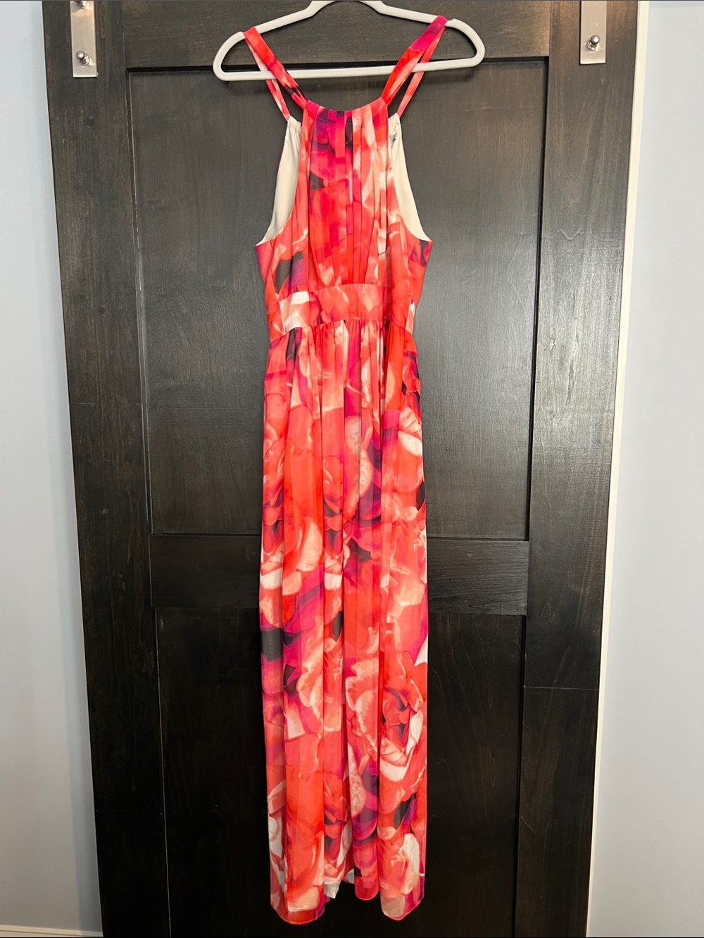 Eliza J floral Halter Maxi Dress in Pink & Orange